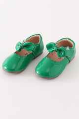 Green bow mary jane shoes
