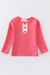 Platinum pink dot ruffle girl top