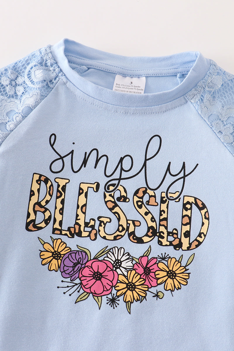 Blue "SIMPLY BLESSED" girl top