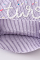 Lavender hand-embroidery one&two birthday pullover sweater