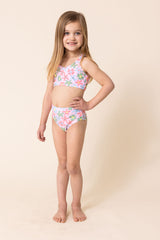 Floral print 2pc girl swimsuit (size run small, go up 2-3 sizes)