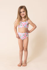 Floral print 2pc girl swimsuit (size run small, go up 2-3 sizes)