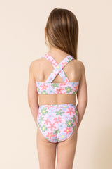 Floral print 2pc girl swimsuit (size run small, go up 2-3 sizes)