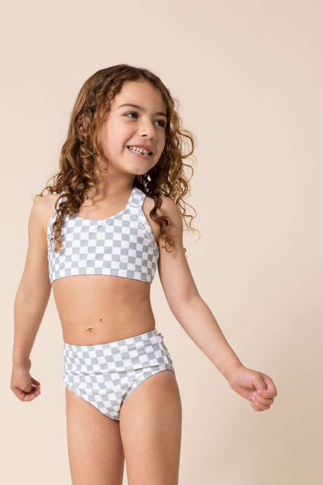 Green plaid 2pc girl swimsuit (size run small, go up 2-3 sizes)