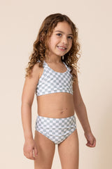 Green plaid 2pc girl swimsuit (size run small, go up 2-3 sizes)