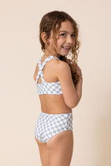 Green plaid 2pc girl swimsuit (size run small, go up 2-3 sizes)