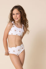 White floral print 2pc girl swimsuit (size run small, go up 1-2 sizes)