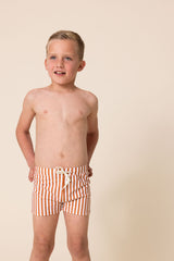 Terracotta stripe boys swimming trunks