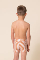 Terracotta stripe boys swimming trunks