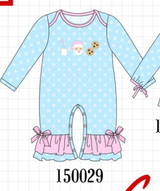 Blue Milk Santa Cookies Ruffle Romper