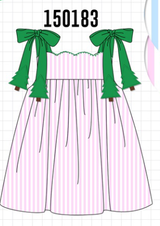 Pink Christmas Tree Embroidery Dress