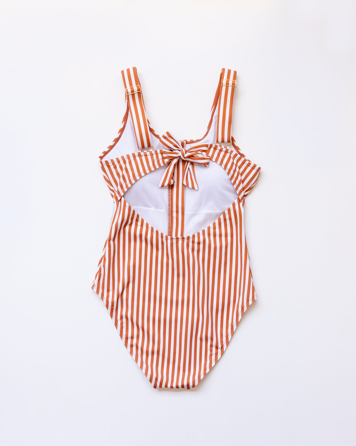 Terracotta stripe one piece women swimsuit