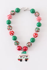 Red green camper pedant chunky necklace