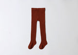 Rust ribbed knit tights