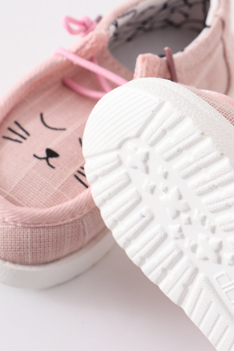 Pink cat canvas slip on shoes