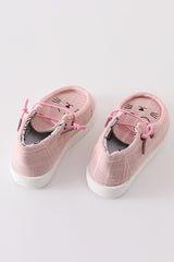 Pink cat canvas slip on shoes