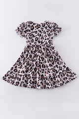 Leopard smocked girl dress mommy&me