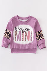 Purple leopard blessed mommy & me top