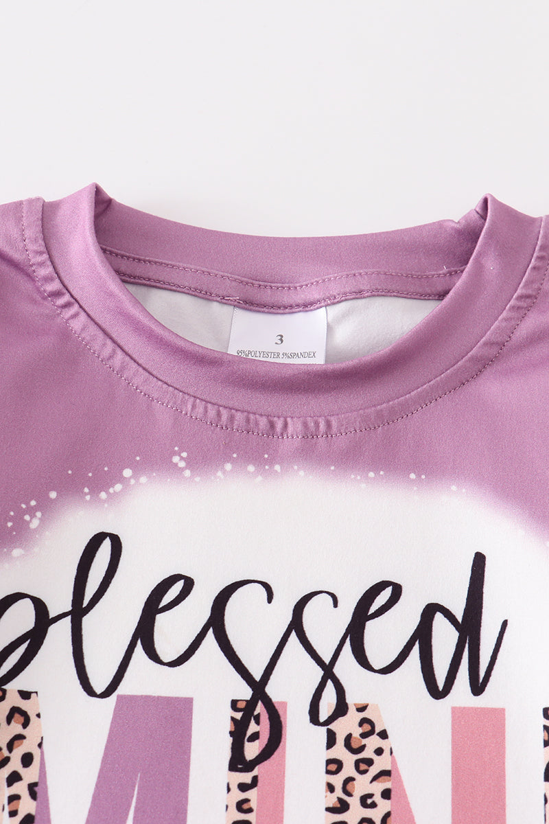 Purple leopard blessed mommy & me top