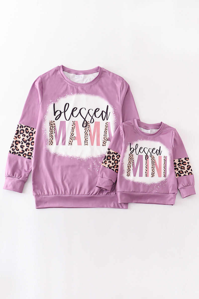 Purple leopard blessed mommy & me top